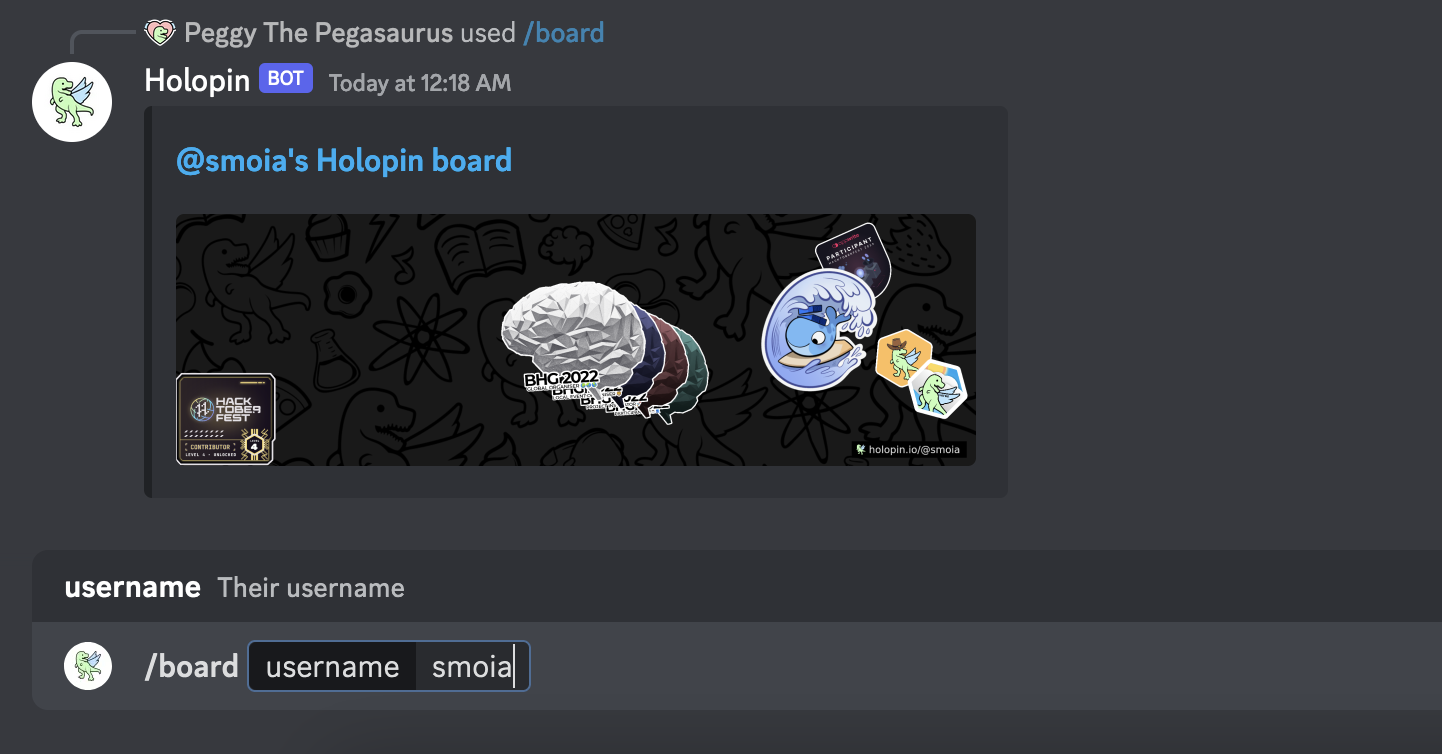 Screenshot of Discord bot in action